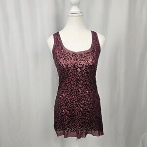 Max Studio Burgundy Sequin Top Size S